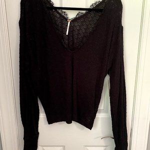 NWT Free People Dream Girl lace top - Black